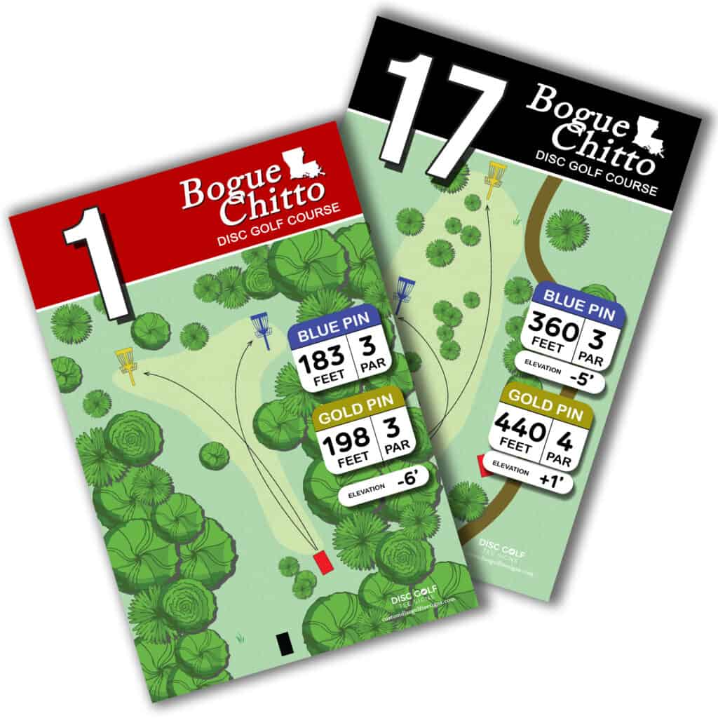 Disc golf course signage at Bogue Chitto State Park for outdoor recreation.