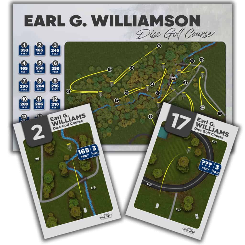 Disc Golf Course Map and Scorecards.