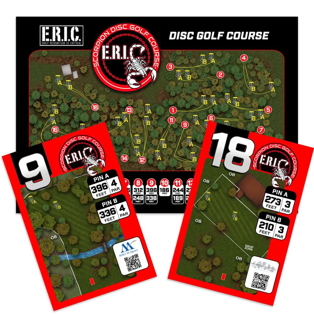 High-quality disc golf course signage and scorecards available for purchase online.