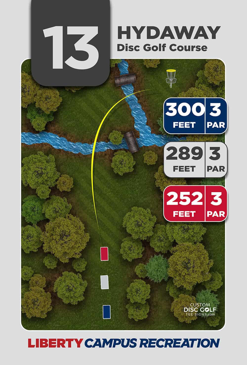 Hydaway tee sign with water hazards