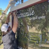 Large overview map being installed